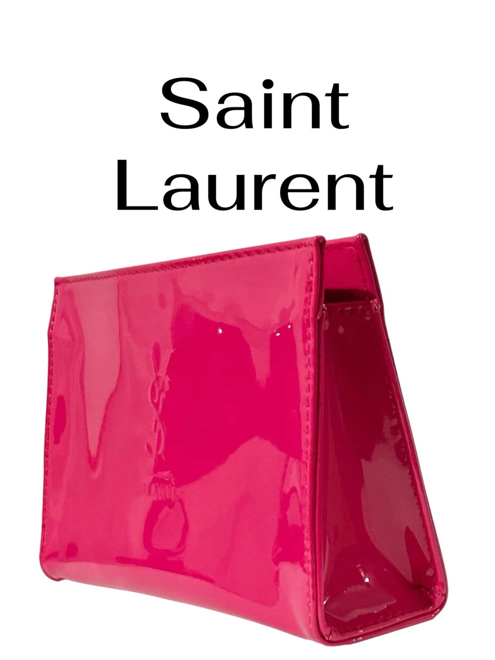Yves Saint Laurent YSL Beauté Hot Pink Patent Cosmetic Pouch Makeup Bag clutch